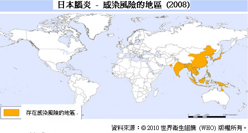 日本脑炎2006年世界分布图