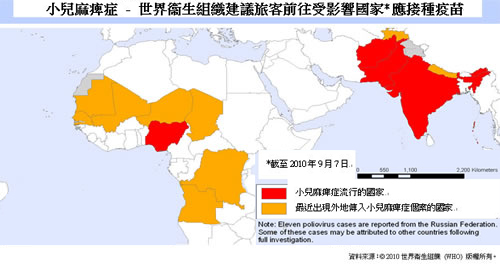 小儿麻痹症2007年世界分布图